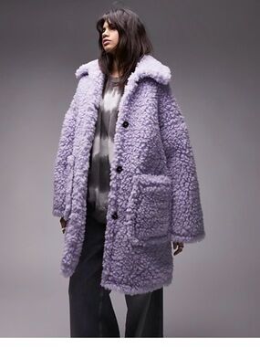 Topshop Lilac Teddy Coat Jacket